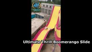 Commercial Outdoor Boomerango Water Park Slide Sliding with 2 person Tube